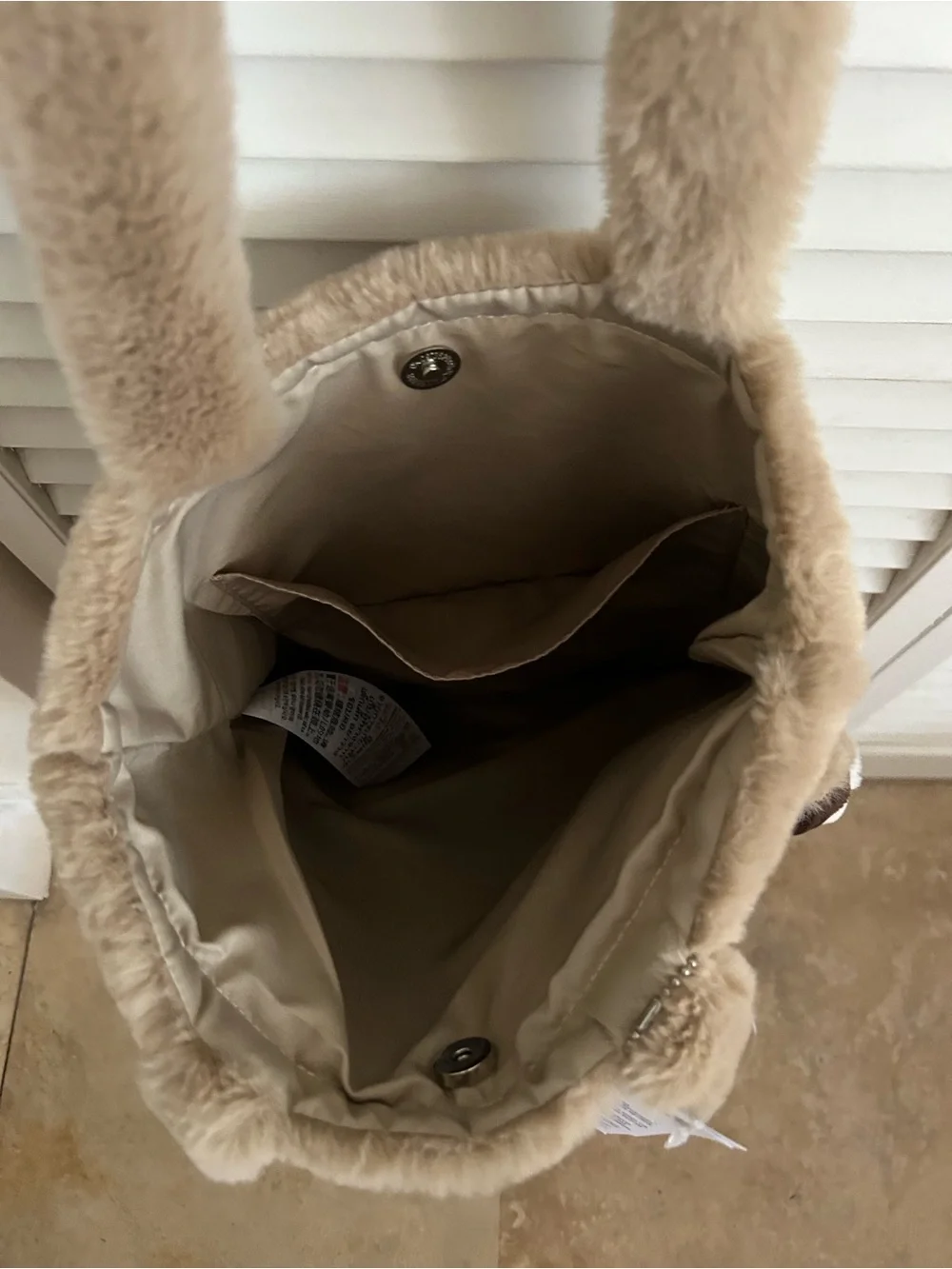Disney Beige Bambi Plush Tote with Faux Fur Ears and Flower Charm